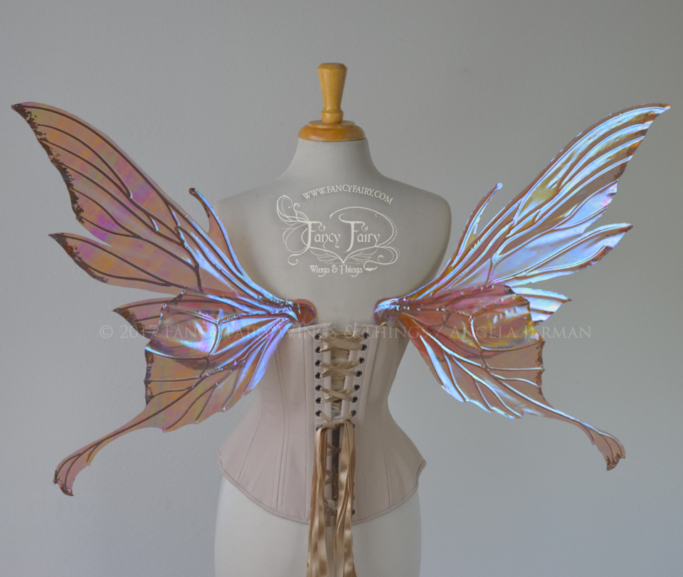 Morgana Iridescent Fairy Wings in Pastel Lilac with Gold Veins and Gold Leafing