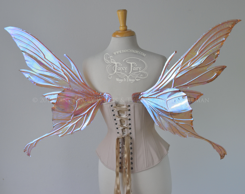 Morgana Iridescent Fairy Wings in Pastel Lilac with Gold Veins and Gold Leafing