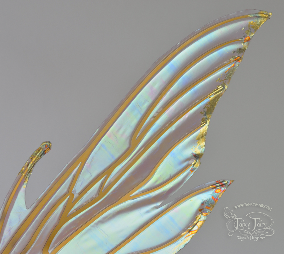 Morgana Iridescent Fairy Wings in Pastel Lilac with Gold Veins and Gold Leafing