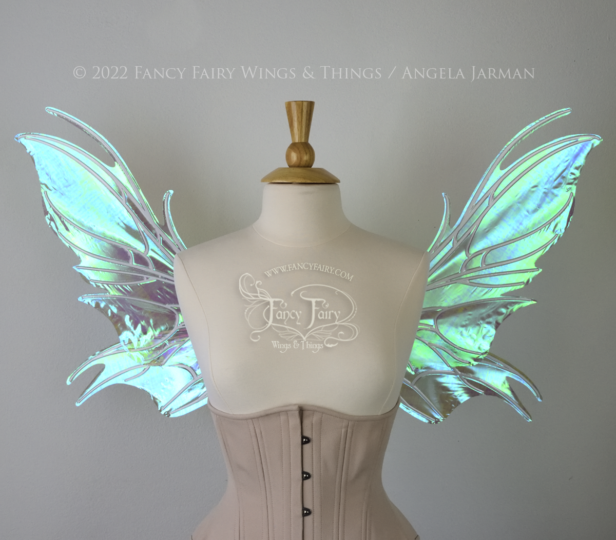 Nightshade Iridescent Convertible Fairy Wings in Absinthe with White veins