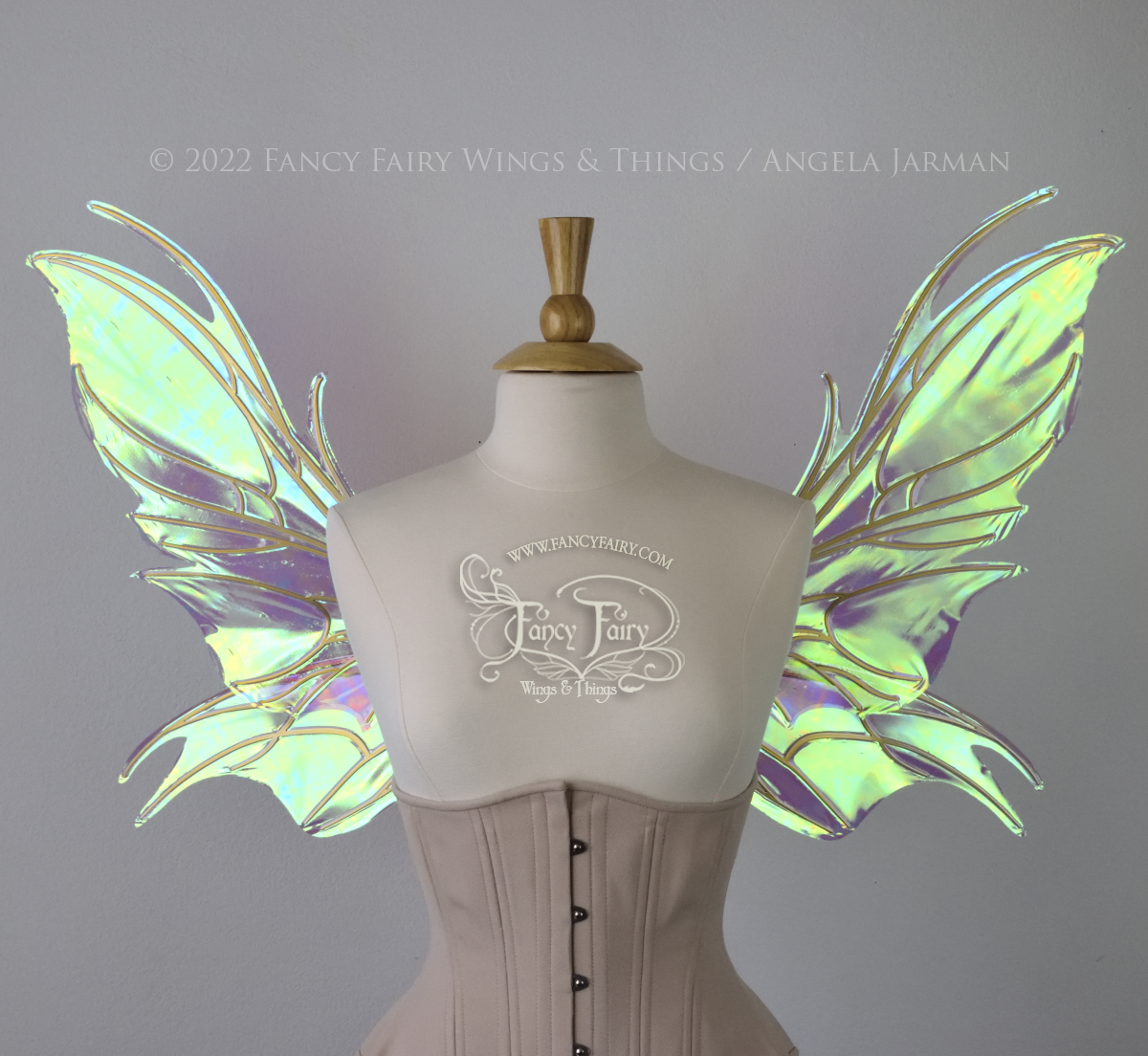 Nightshade Iridescent Convertible Fairy Wings in Aurora with Candy Coat Gold veins