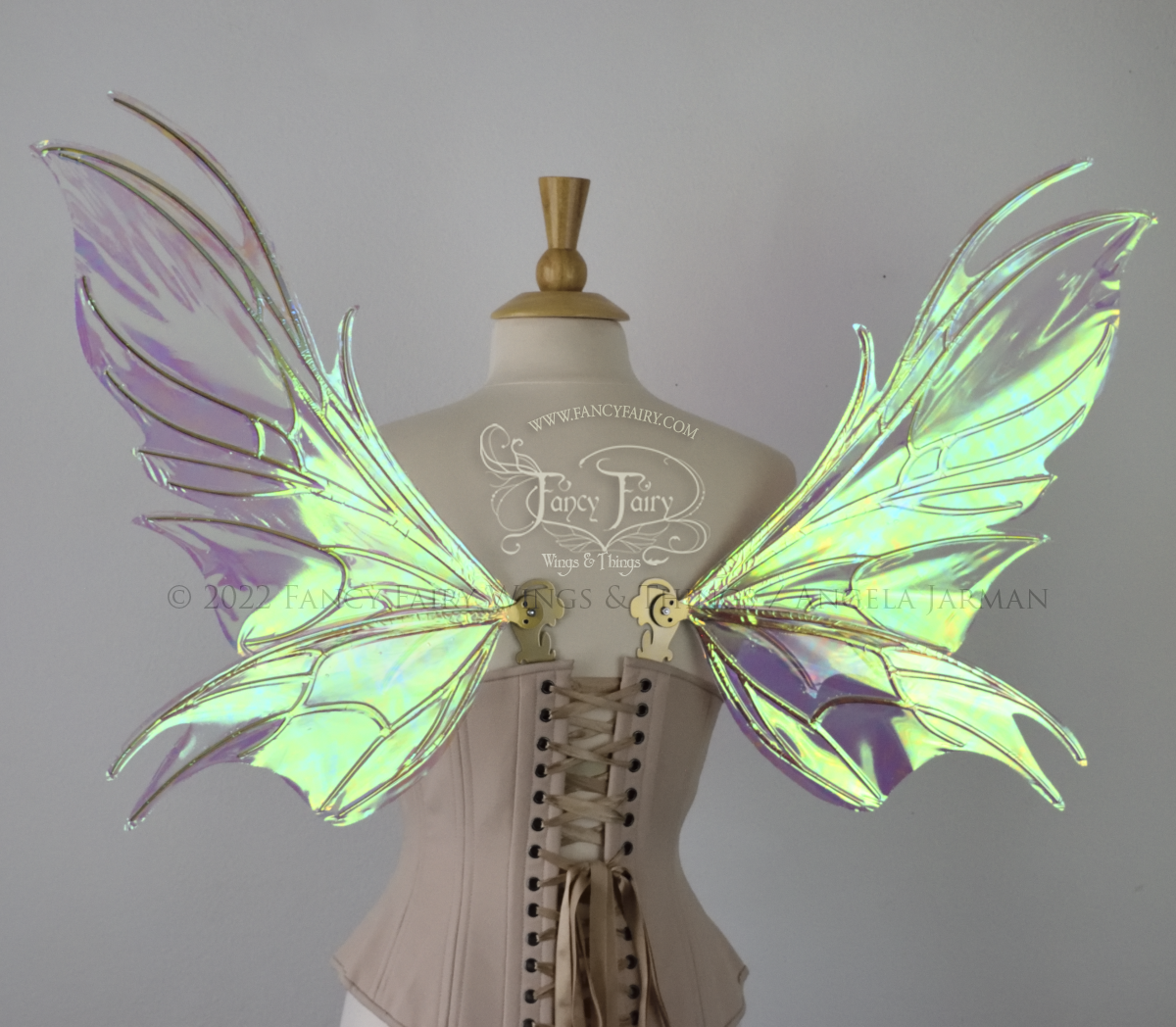 Nightshade Iridescent Convertible Fairy Wings in Aurora with Candy Coat Gold veins