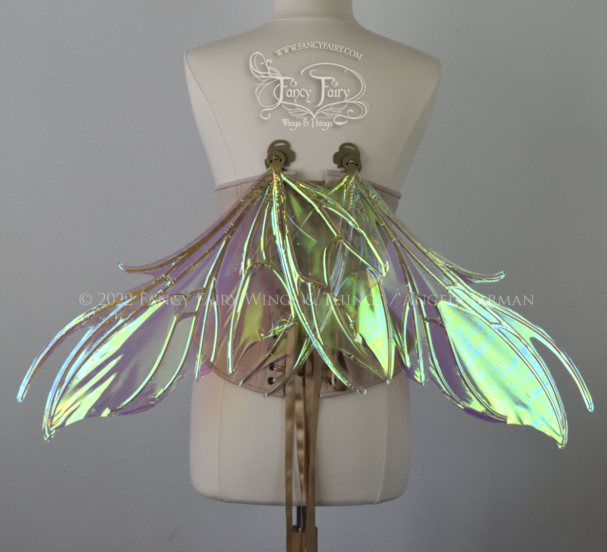 Nightshade Iridescent Convertible Fairy Wings in Aurora with Candy Coat Gold veins