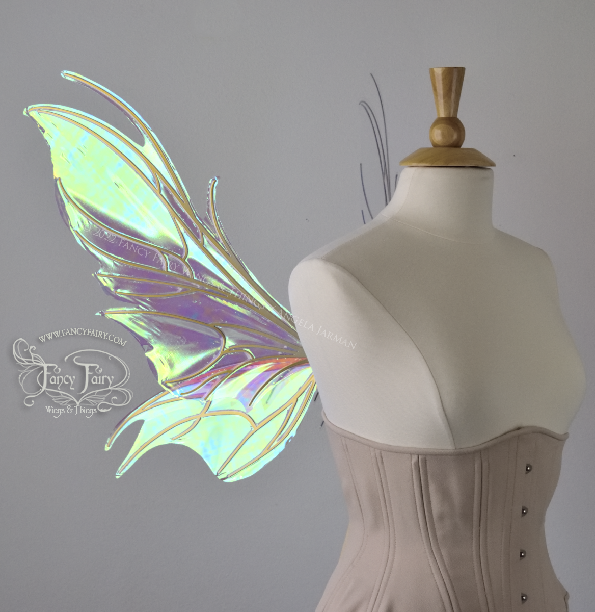 Nightshade Iridescent Convertible Fairy Wings in Aurora with Candy Coat Gold veins