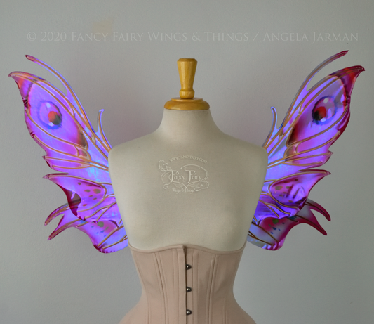 Nightshade Painted Iridescent Convertible Fairy Wings in "Plumb Violet" with Copper veins