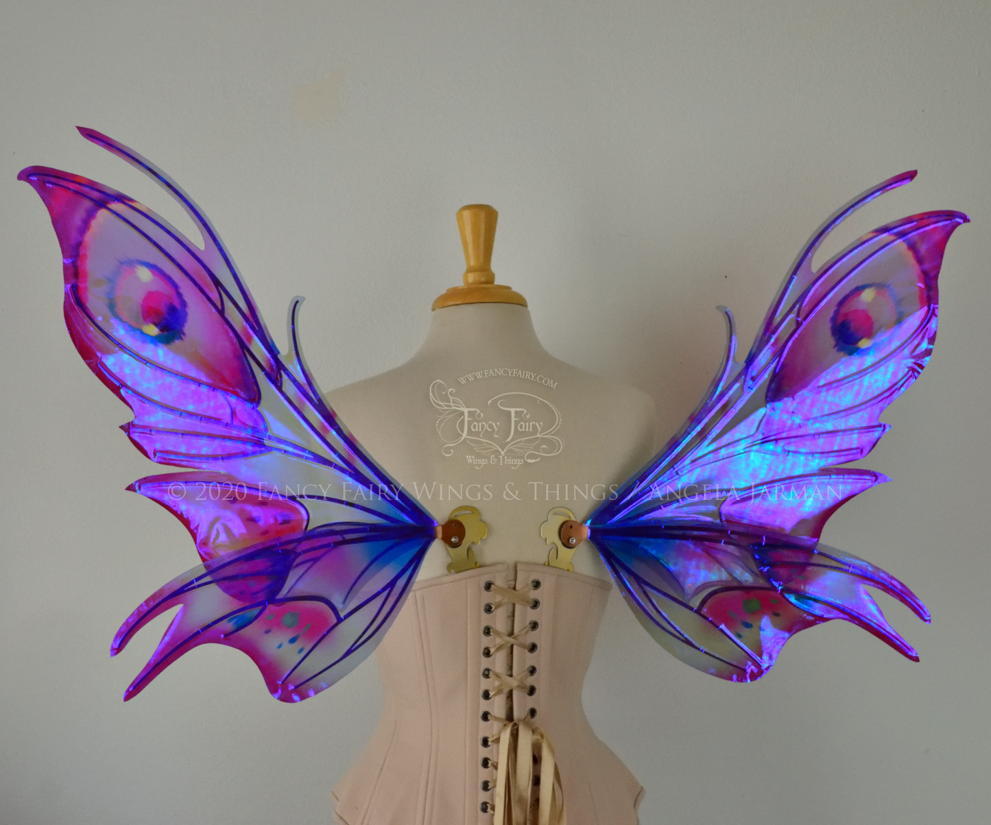 Nightshade Painted Iridescent Convertible Fairy Wings in "Plumb Violet" with Copper veins