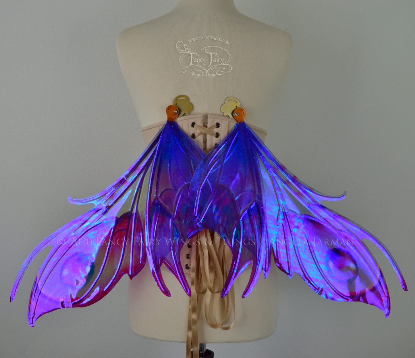 Nightshade Painted Iridescent Convertible Fairy Wings in "Plumb Violet" with Copper veins