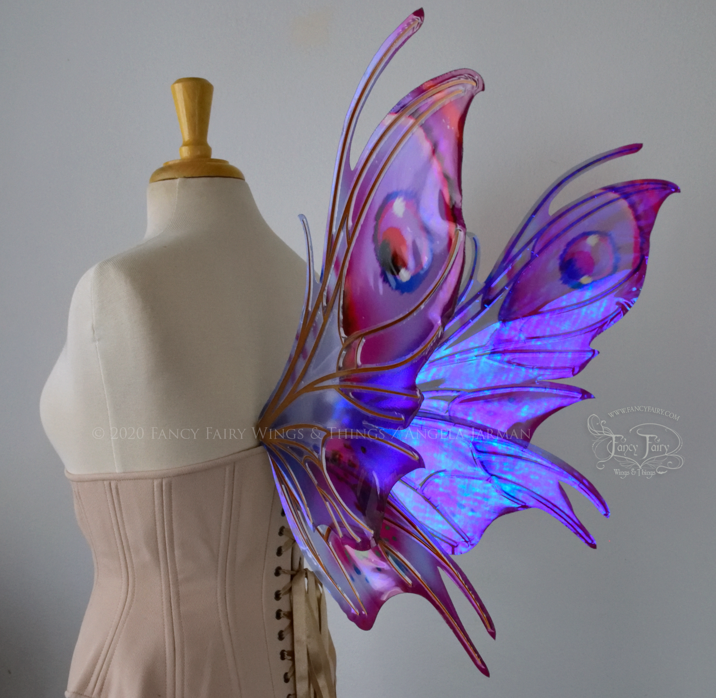 Nightshade Painted Iridescent Convertible Fairy Wings in "Plumb Violet" with Copper veins