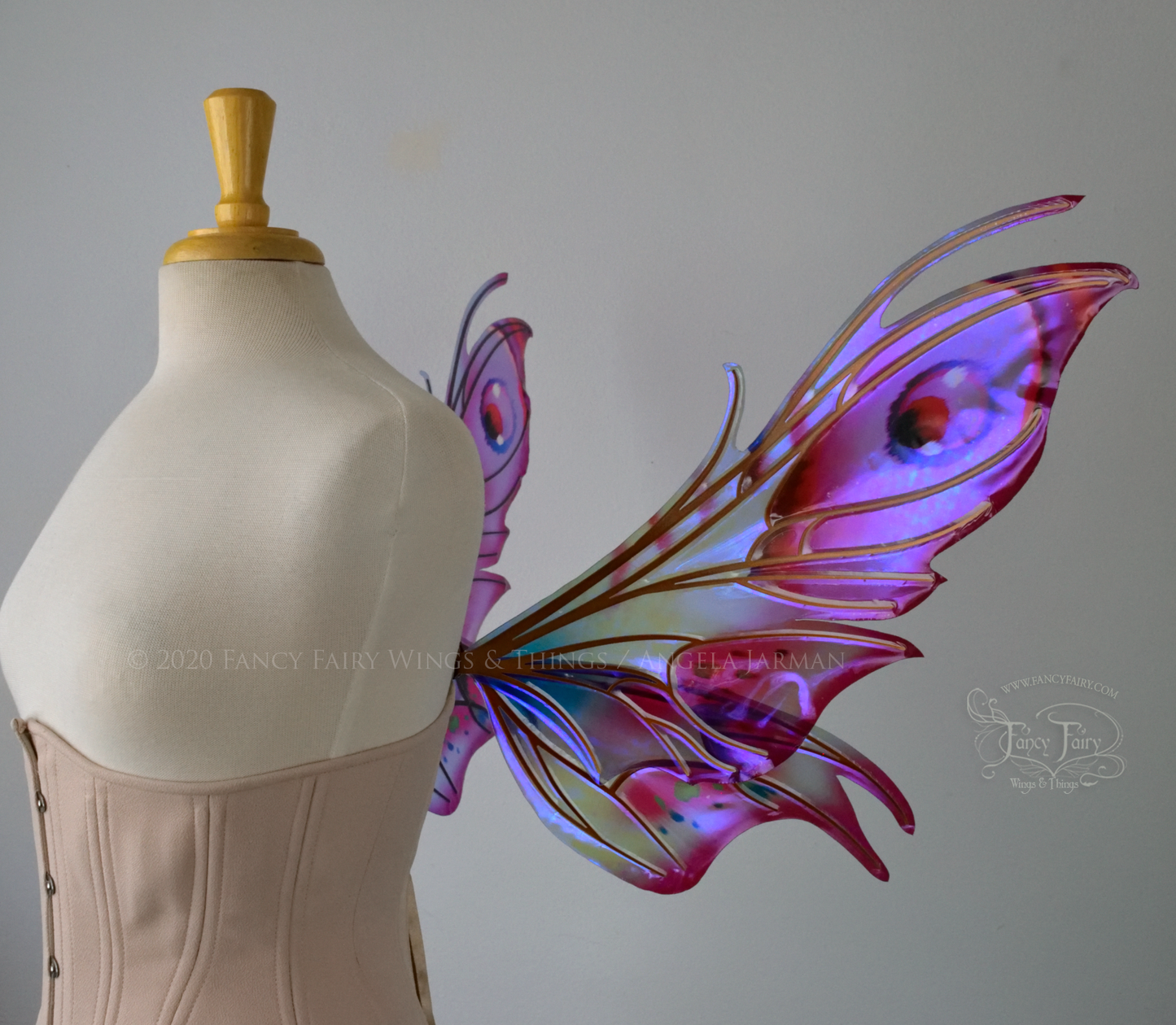 Nightshade Painted Iridescent Convertible Fairy Wings in "Plumb Violet" with Copper veins