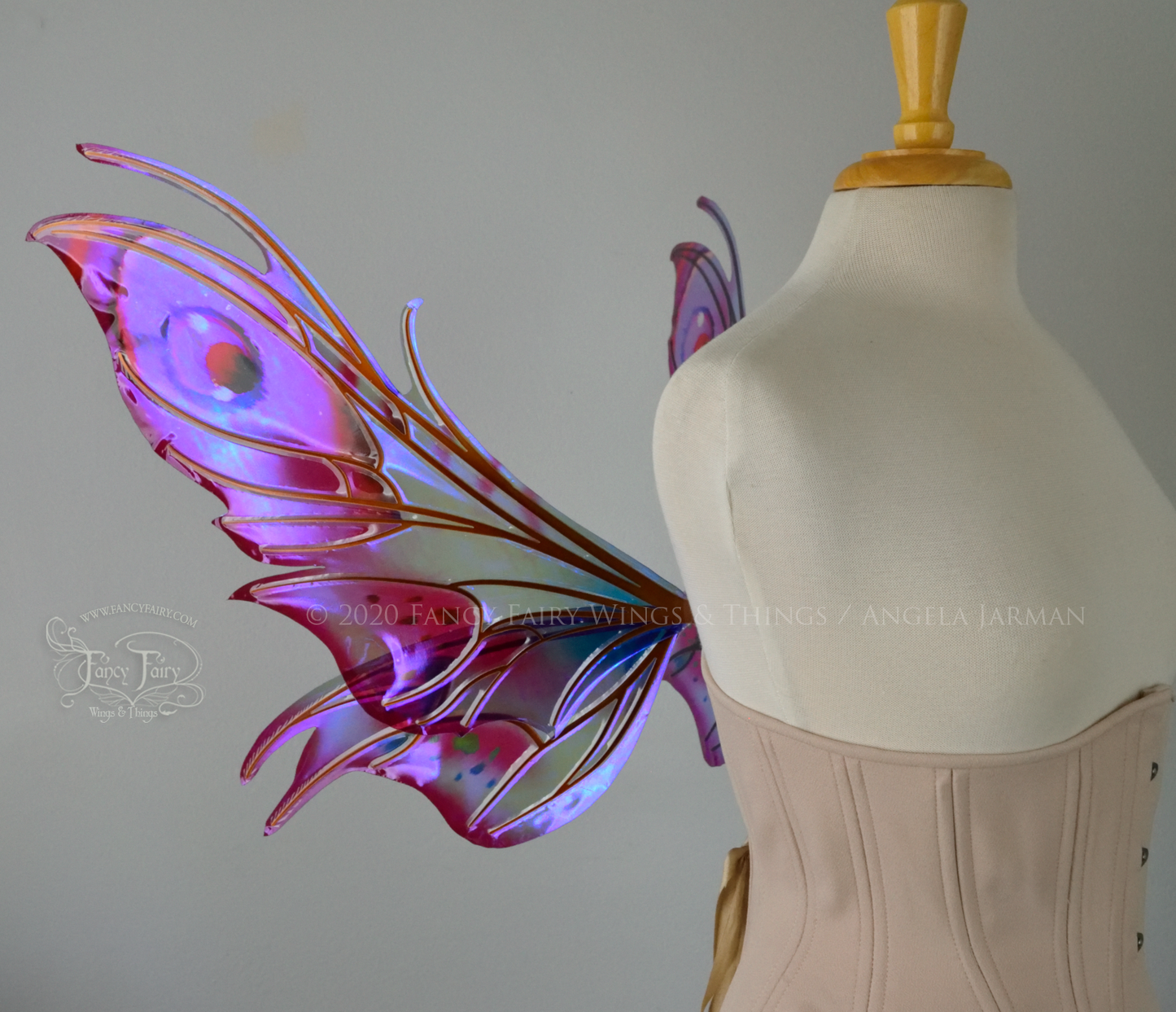 Nightshade Painted Iridescent Convertible Fairy Wings in "Plumb Violet" with Copper veins