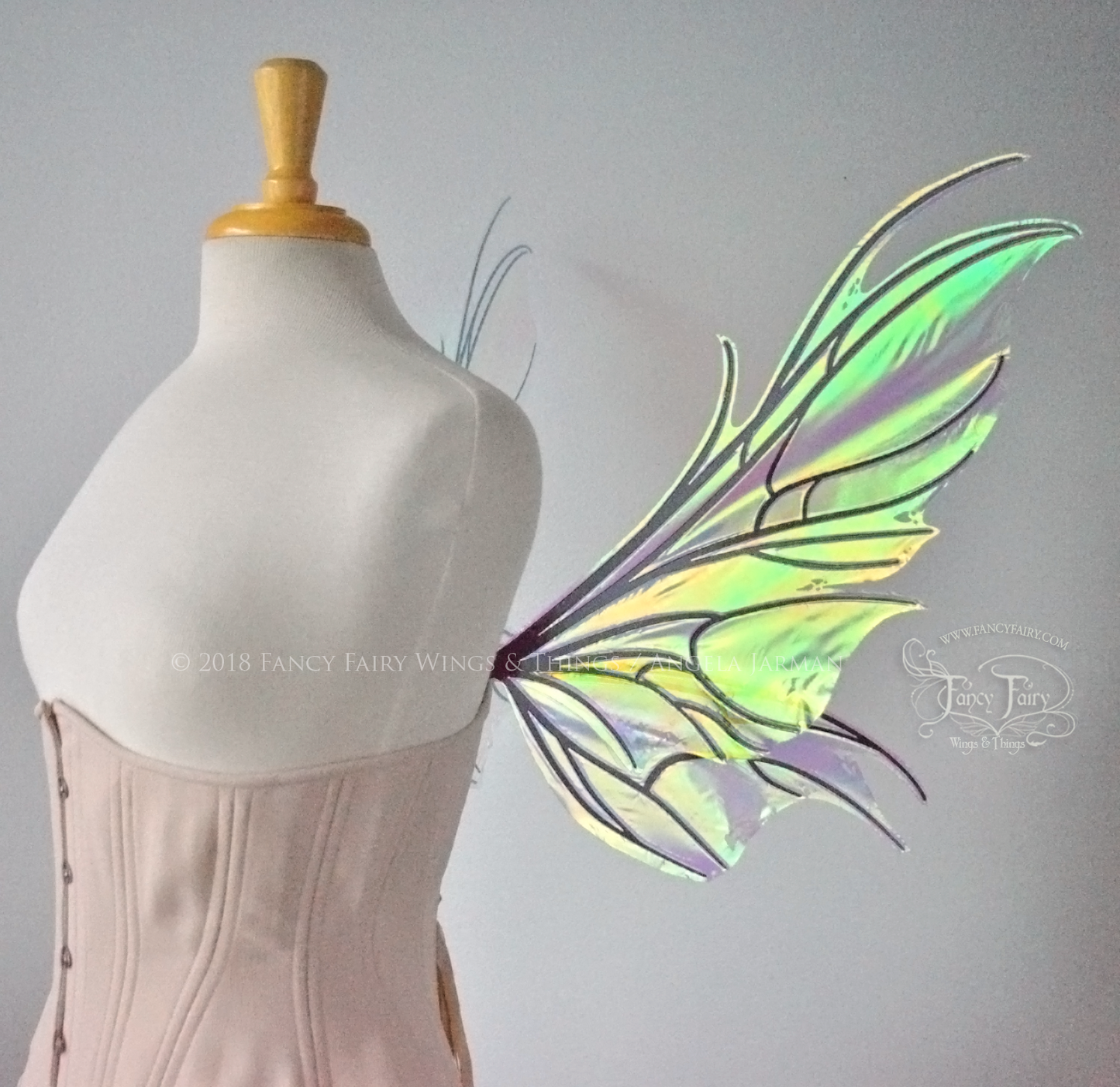 Nightshade Iridescent Convertible Fairy Wings in Clear Diamond Fire with Black veins