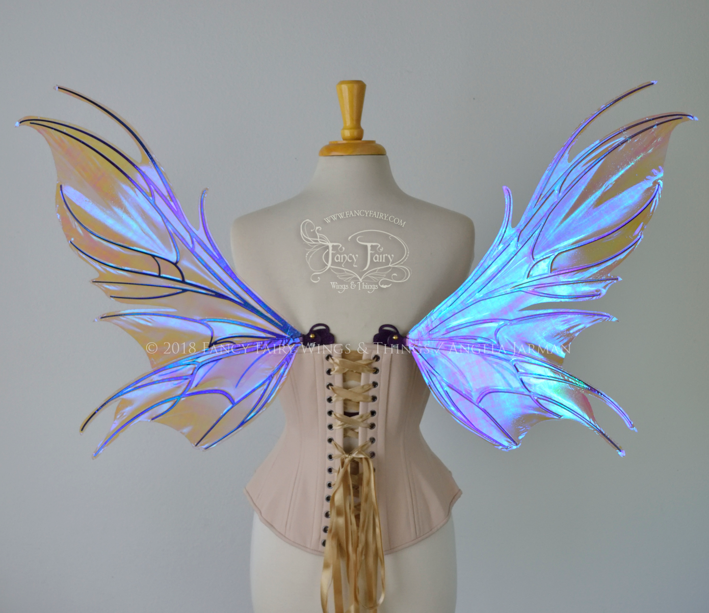 Nightshade Iridescent Convertible Fairy Wings in Lilac with Chameleon Cherry Violet Glitter veins