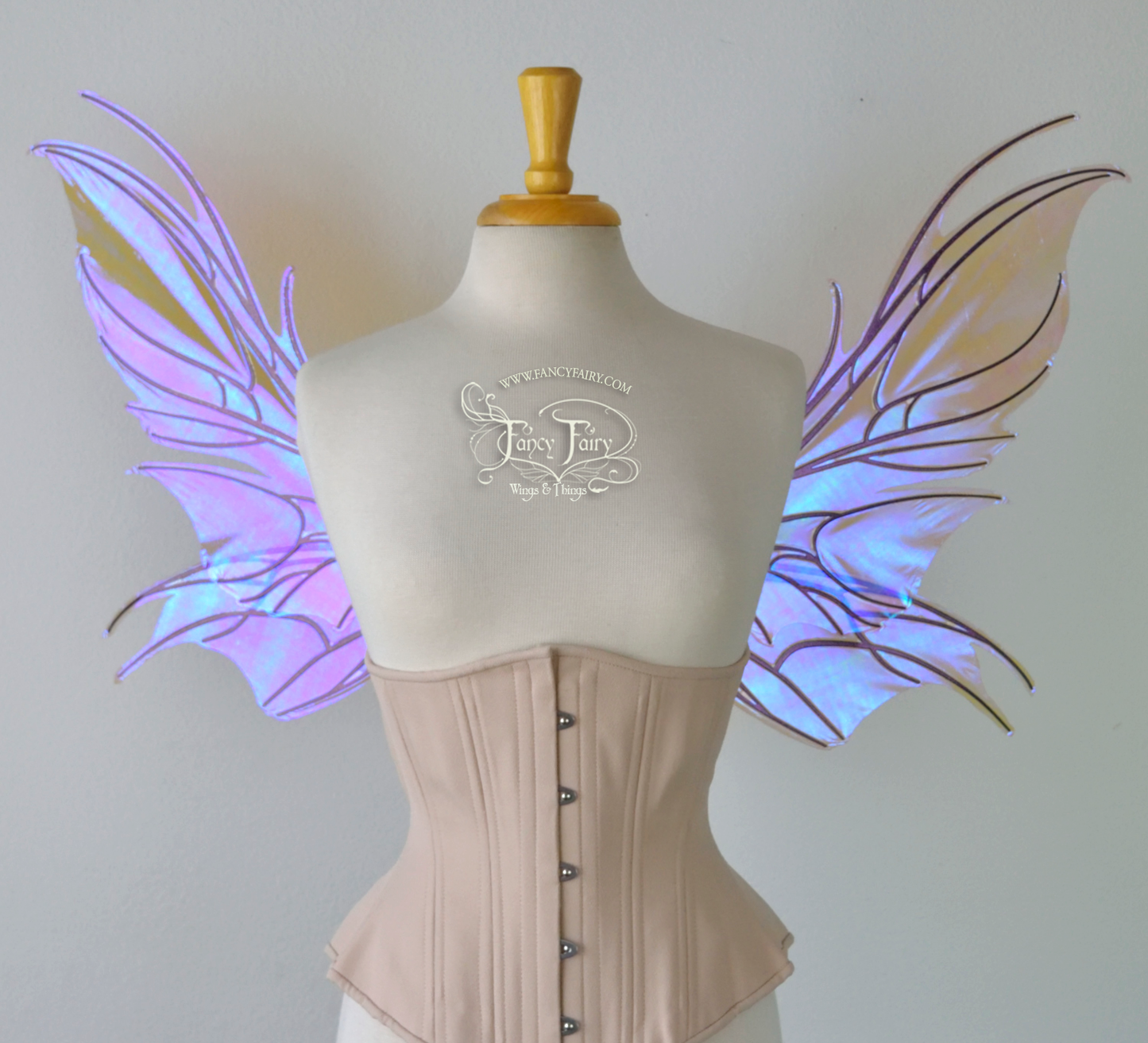 Nightshade Iridescent Convertible Fairy Wings in Lilac with Chameleon Cherry Violet Glitter veins