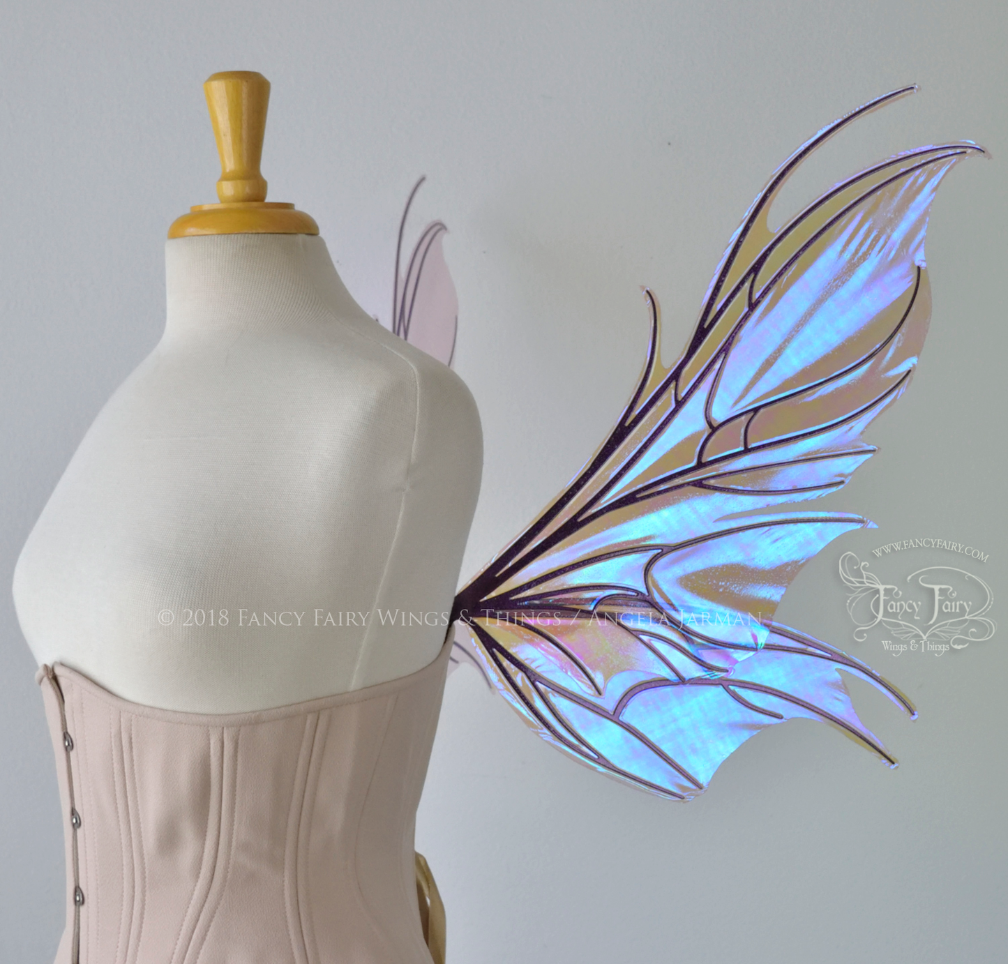 Nightshade Iridescent Convertible Fairy Wings in Lilac with Chameleon Cherry Violet Glitter veins