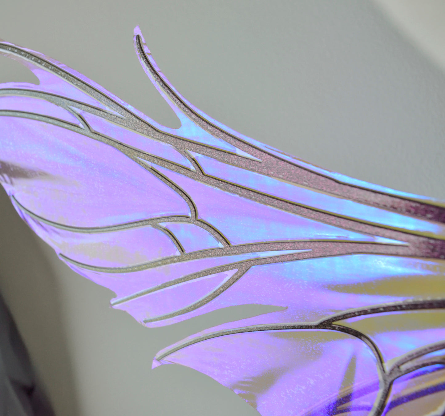 Nightshade Iridescent Convertible Fairy Wings in Lilac with Chameleon Cherry Violet Glitter veins