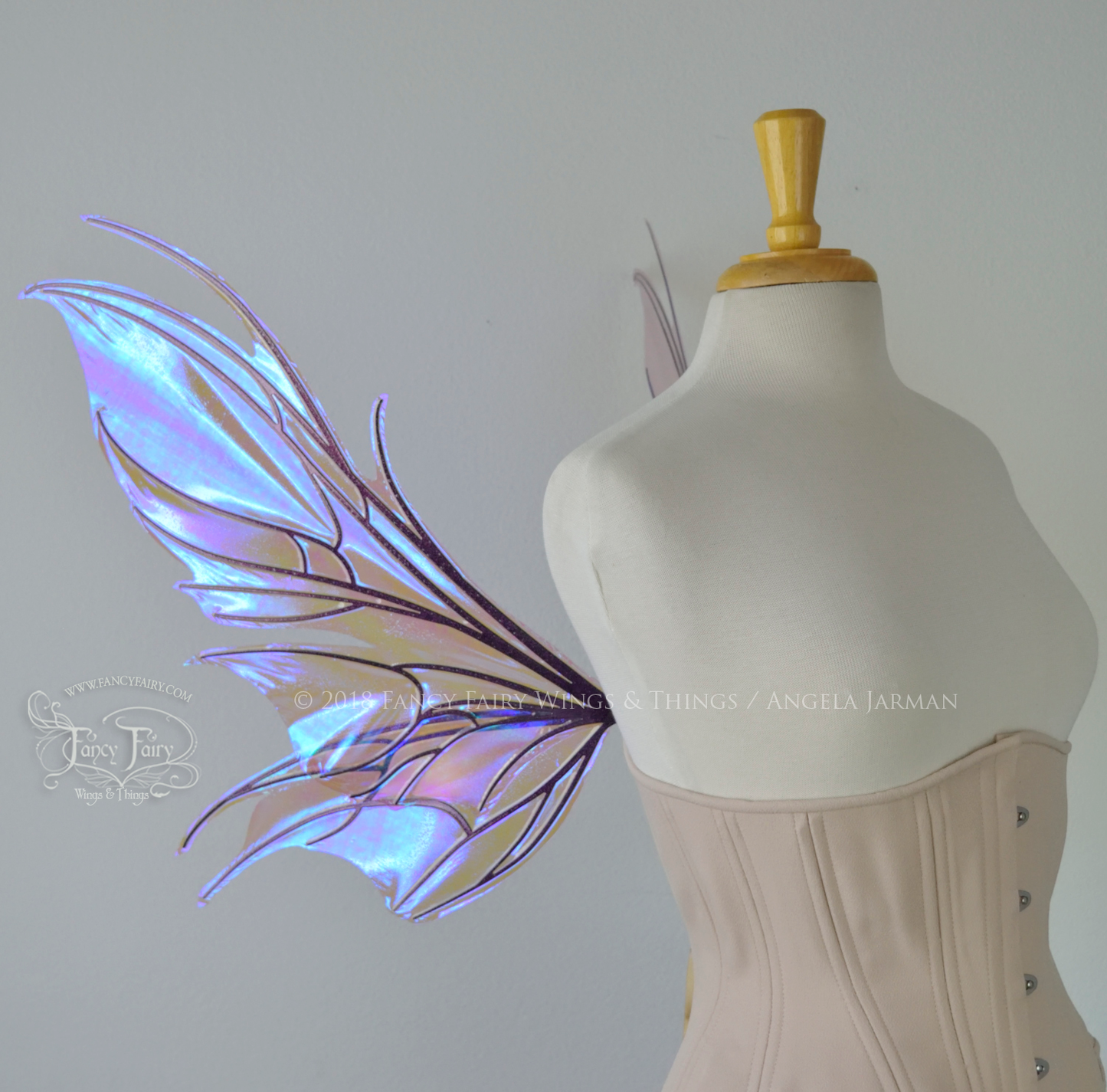 Nightshade Iridescent Convertible Fairy Wings in Lilac with Chameleon Cherry Violet Glitter veins