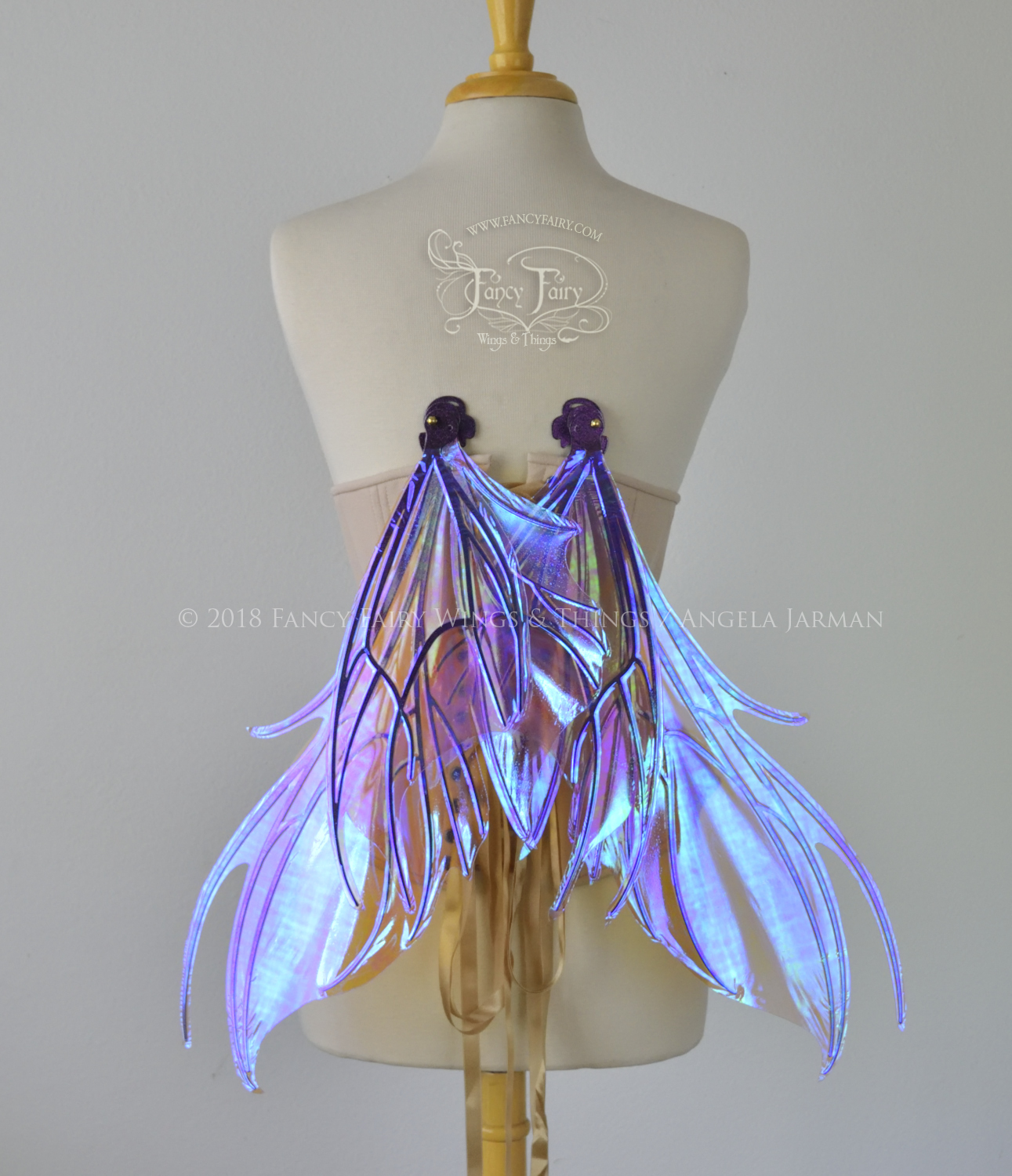 Nightshade Iridescent Convertible Fairy Wings in Lilac with Chameleon Cherry Violet Glitter veins