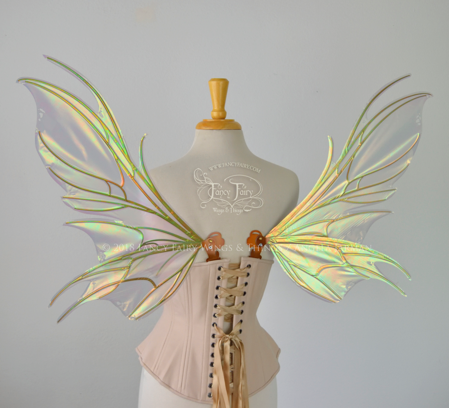 Nightshade Iridescent Convertible Fairy Wings in Patina Green with Copper veins