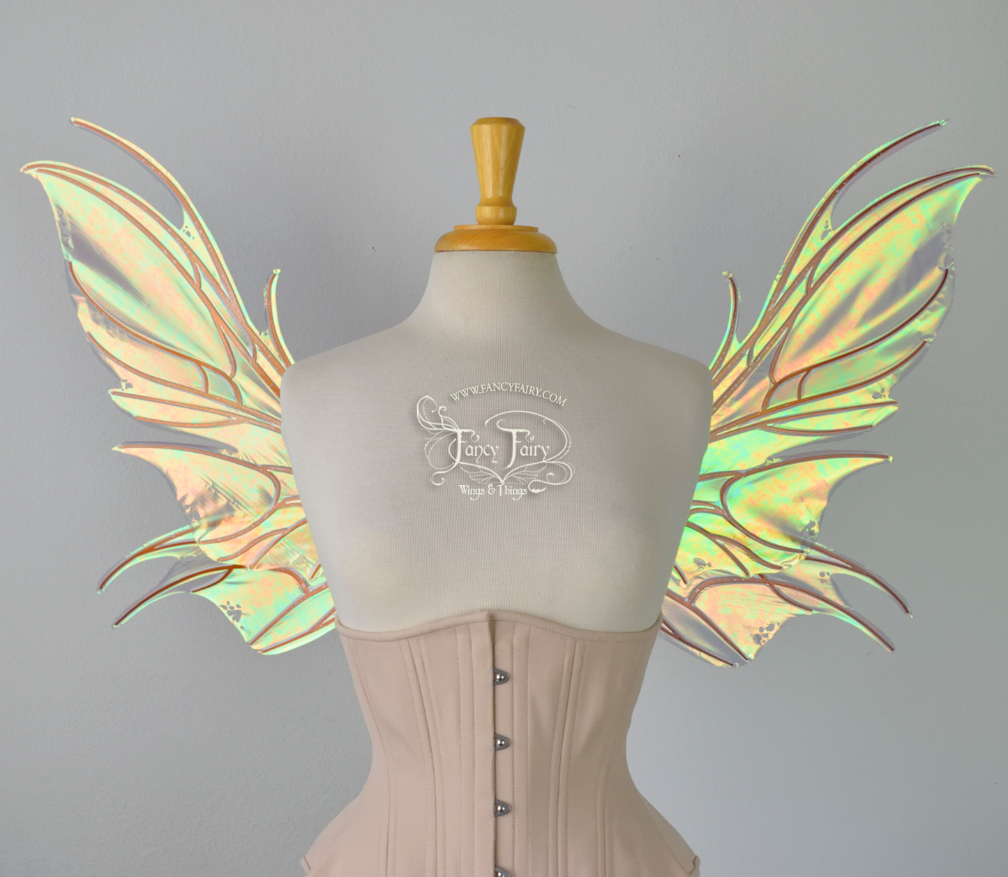 Nightshade Iridescent Convertible Fairy Wings in Patina Green with Copper veins