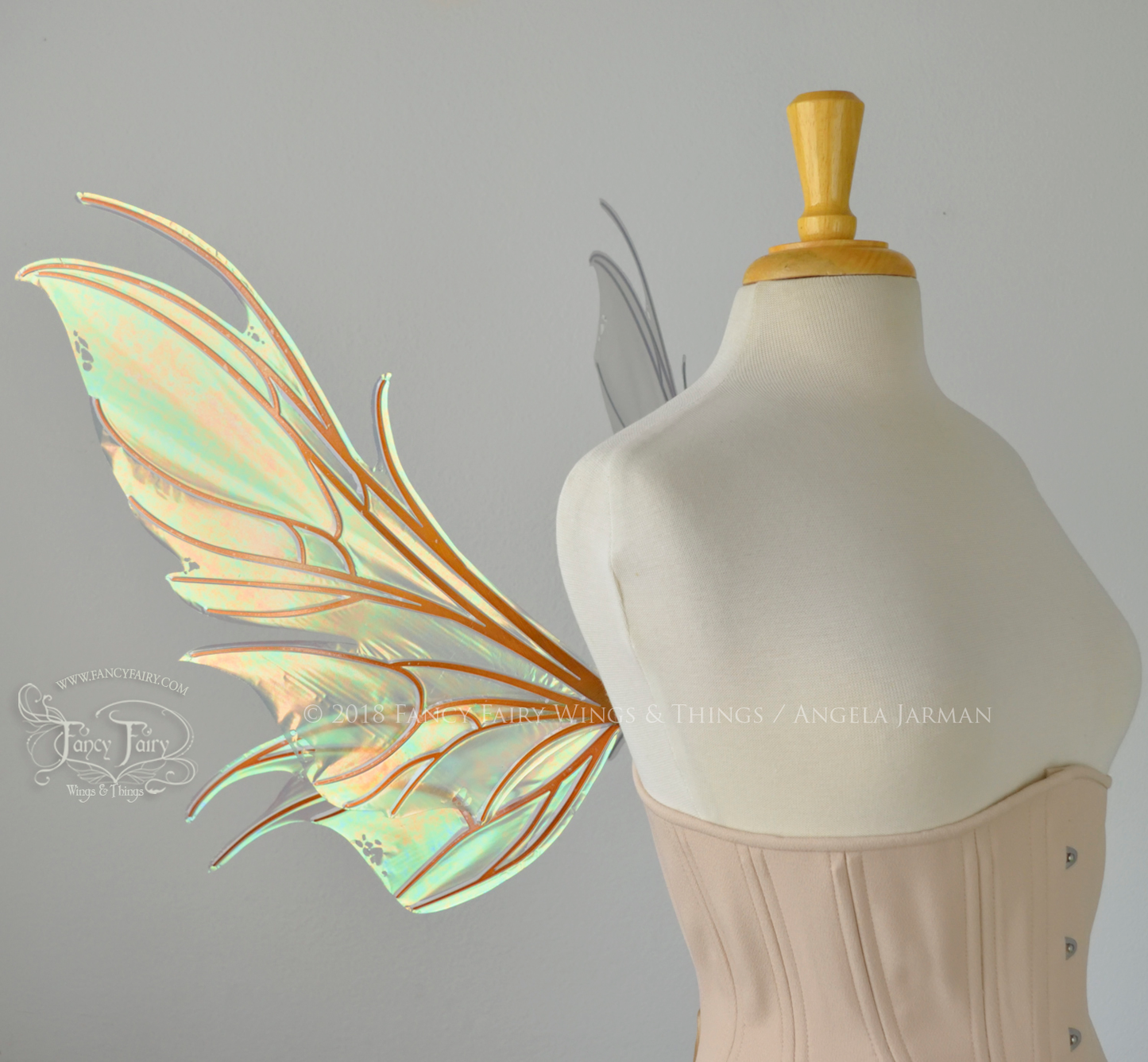 Nightshade Iridescent Convertible Fairy Wings in Patina Green with Copper veins