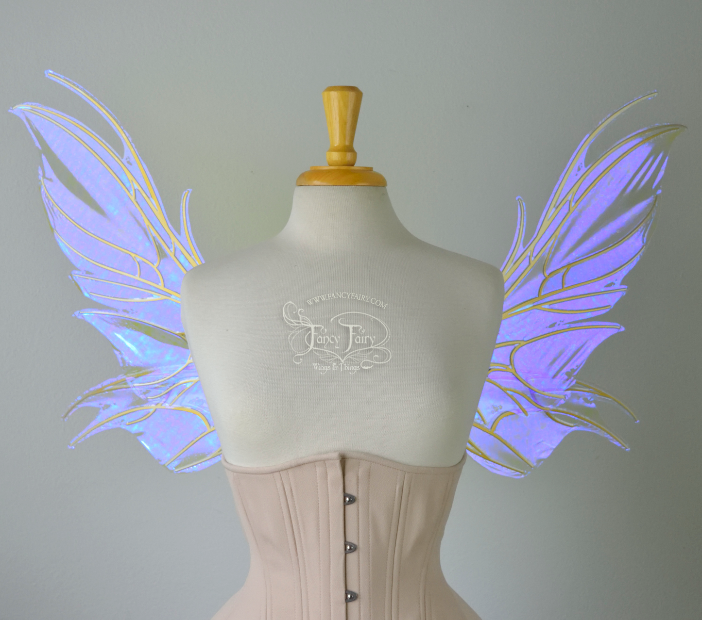 Nightshade Iridescent Convertible Fairy Wings in Ultraviolet with Candy Gold veins