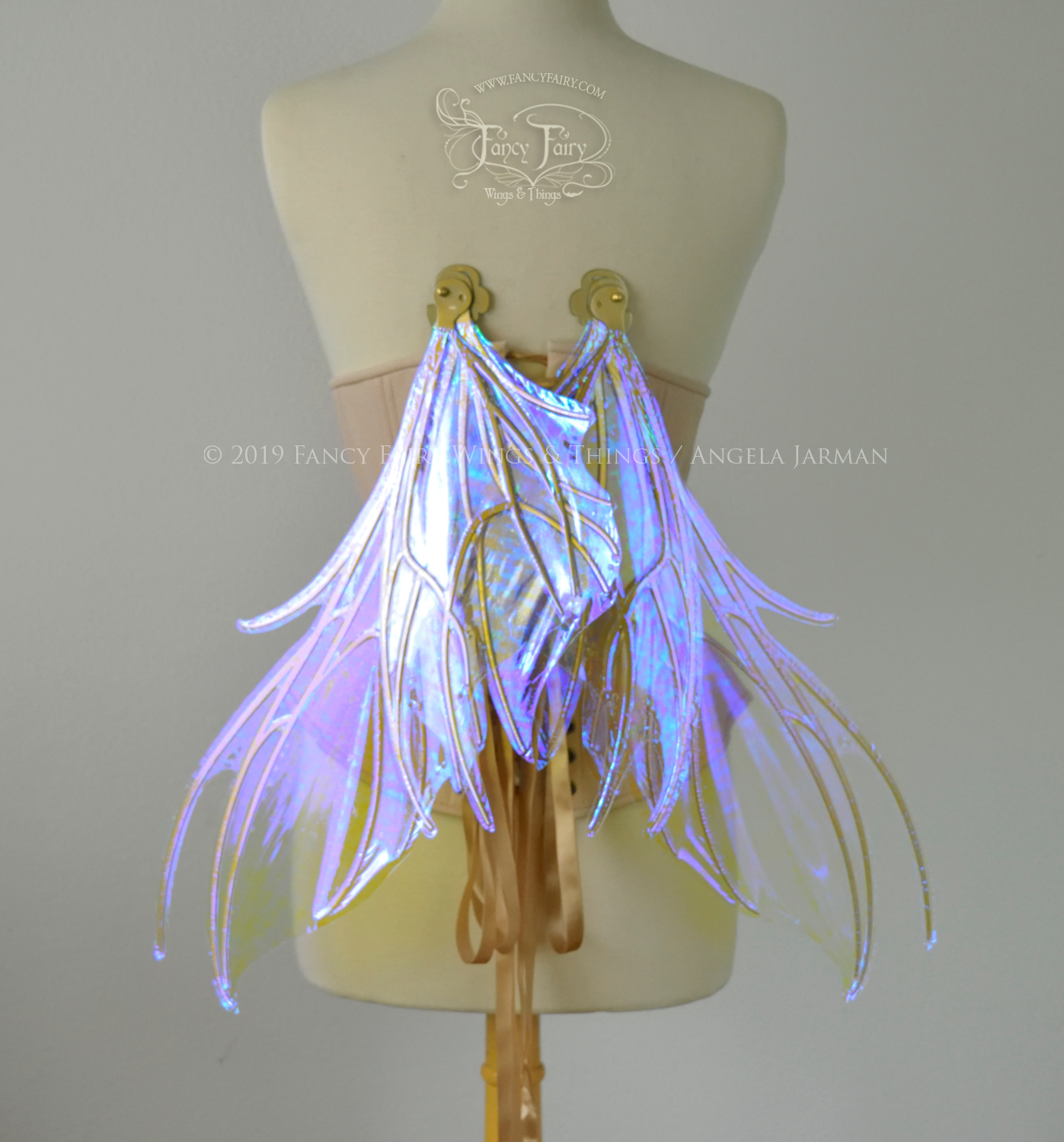 Nightshade Iridescent Convertible Fairy Wings in Ultraviolet with Candy Gold veins