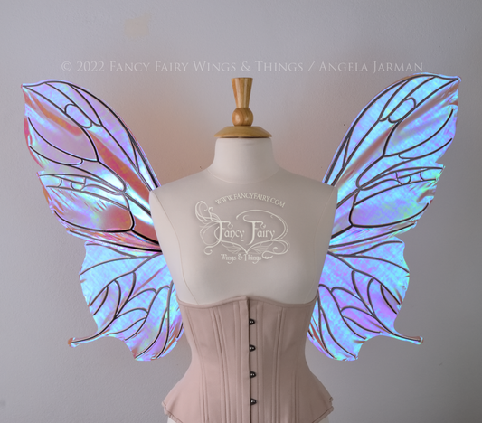 Pansy Iridescent Convertible Fairy Wings in Berry with Black veins