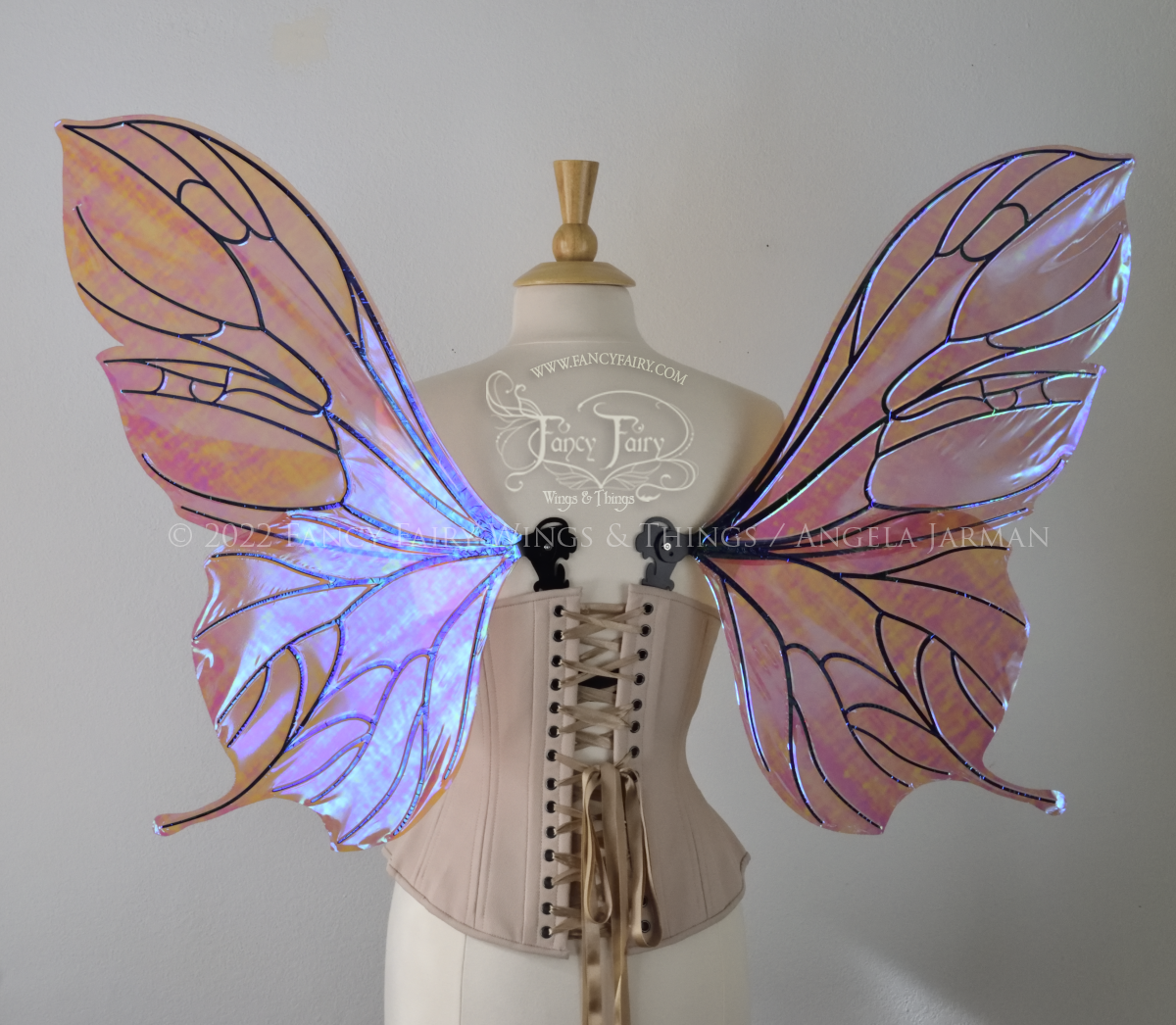 Pansy Iridescent Convertible Fairy Wings in Berry with Black veins