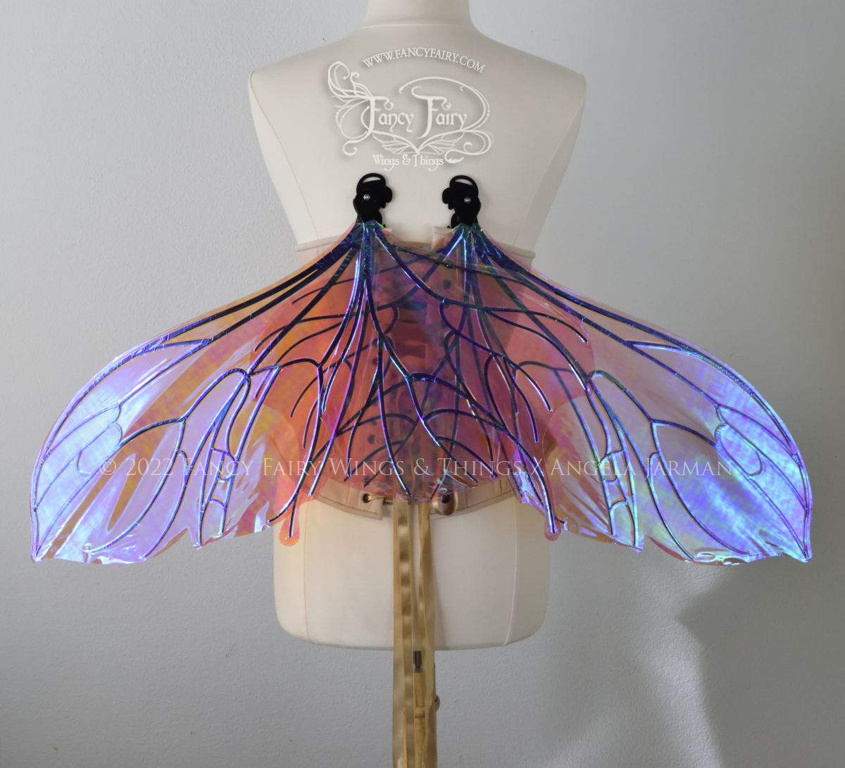 Pansy Iridescent Convertible Fairy Wings in Berry with Black veins