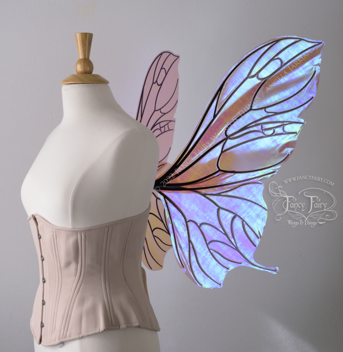 Pansy Iridescent Convertible Fairy Wings in Berry with Black veins