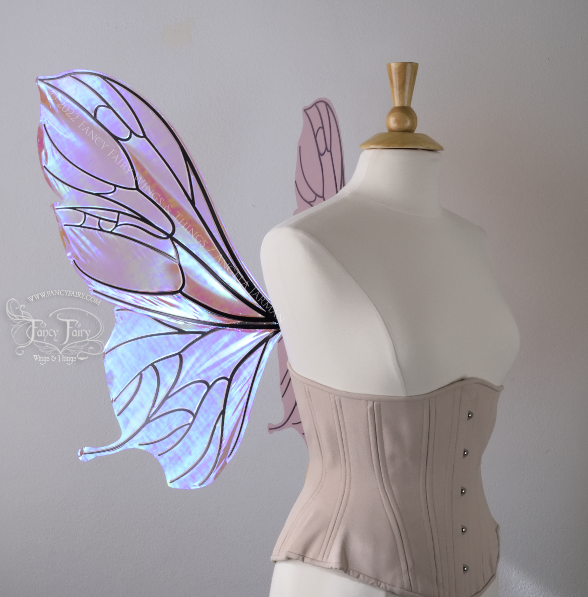 Pansy Iridescent Convertible Fairy Wings in Berry with Black veins