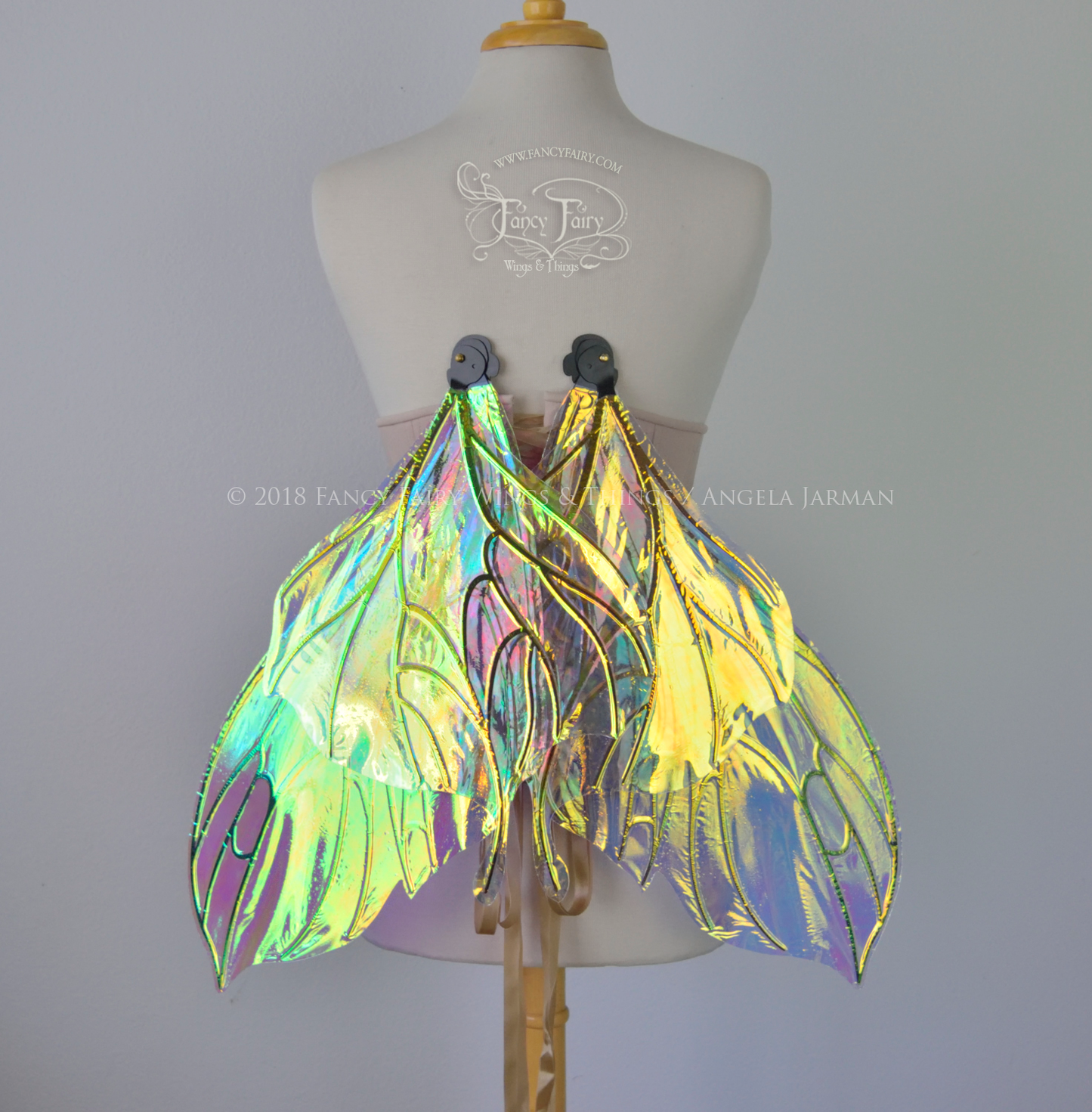 Pansy Iridescent Convertible Fairy Wings in Clear Diamond Fire with Black veins