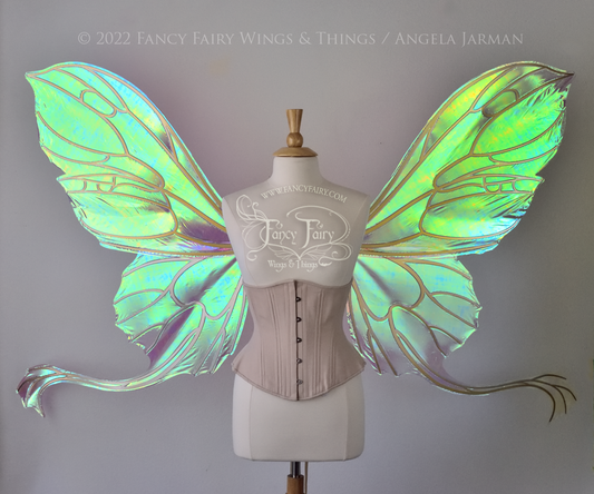 GIANT Pansy Gwen Iridescent Convertible Fairy Wings in Aurora with Gold veins
