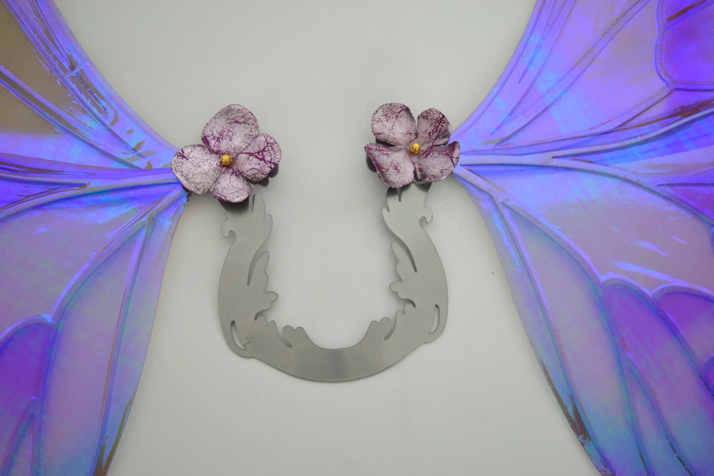 Pansy "Opal Moth" Iridescent Convertible Fairy Wings with Silver Chrome veins