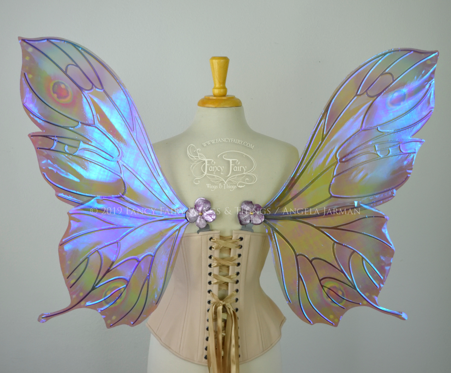 Pansy "Opal Moth" Iridescent Convertible Fairy Wings with Silver Chrome veins