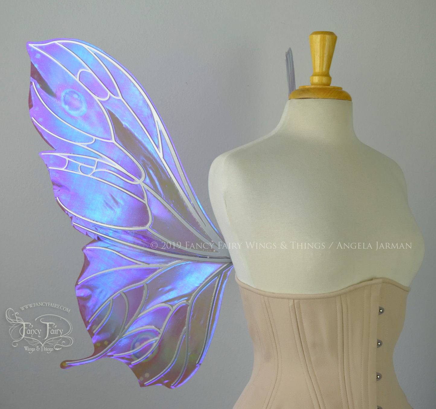 Pansy "Opal Moth" Iridescent Convertible Fairy Wings with Silver Chrome veins