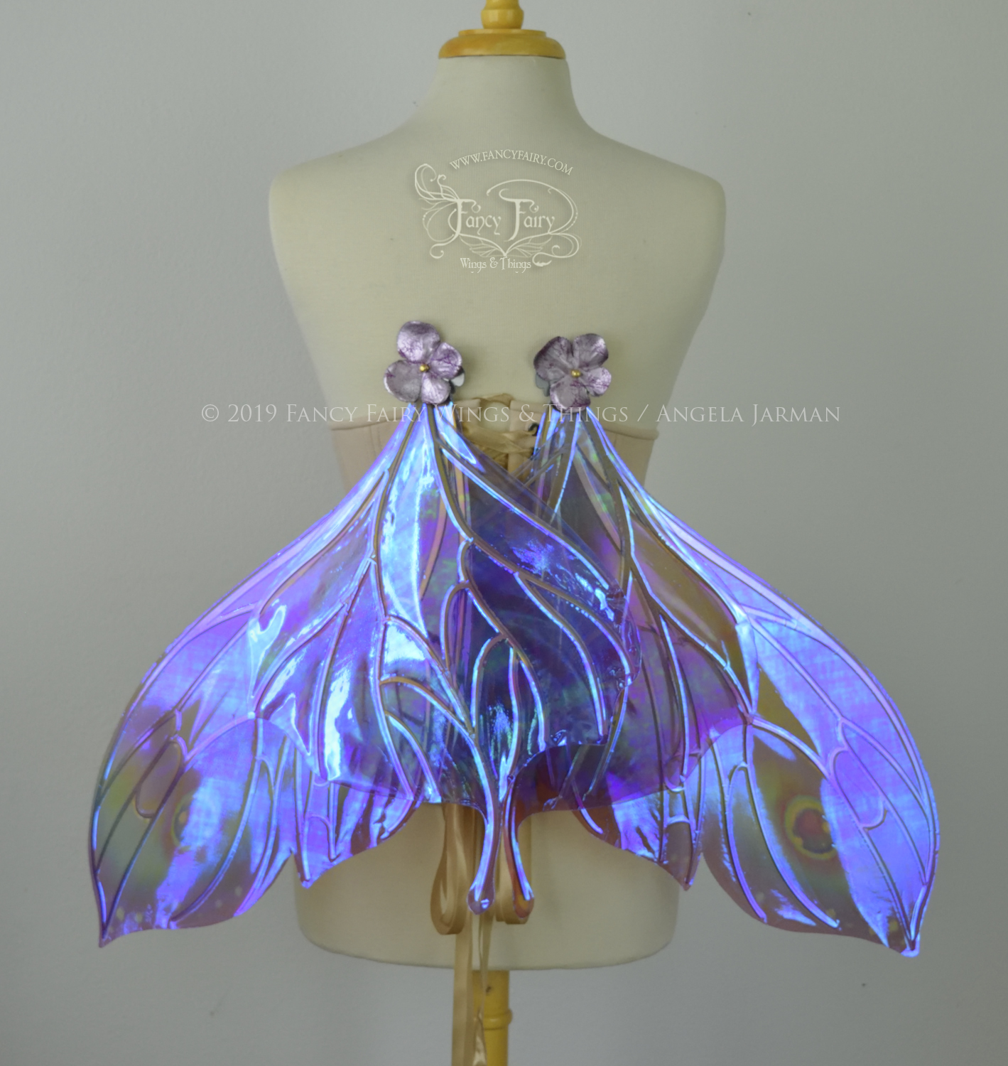 Pansy "Opal Moth" Iridescent Convertible Fairy Wings with Silver Chrome veins