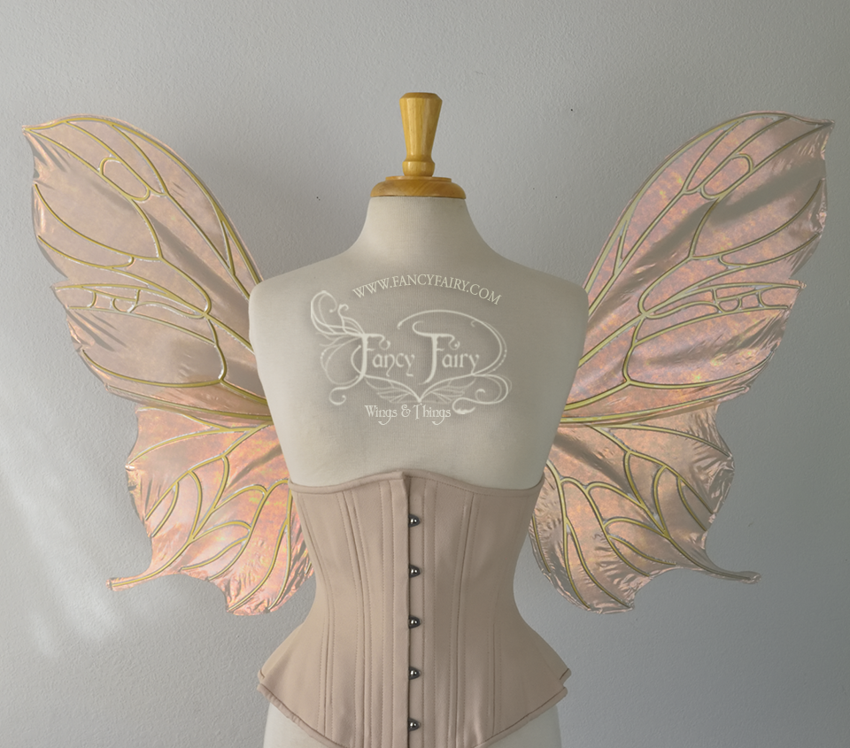 Pansy Iridescent Convertible Fairy Wings in Rose Gold with Candy Gold veins