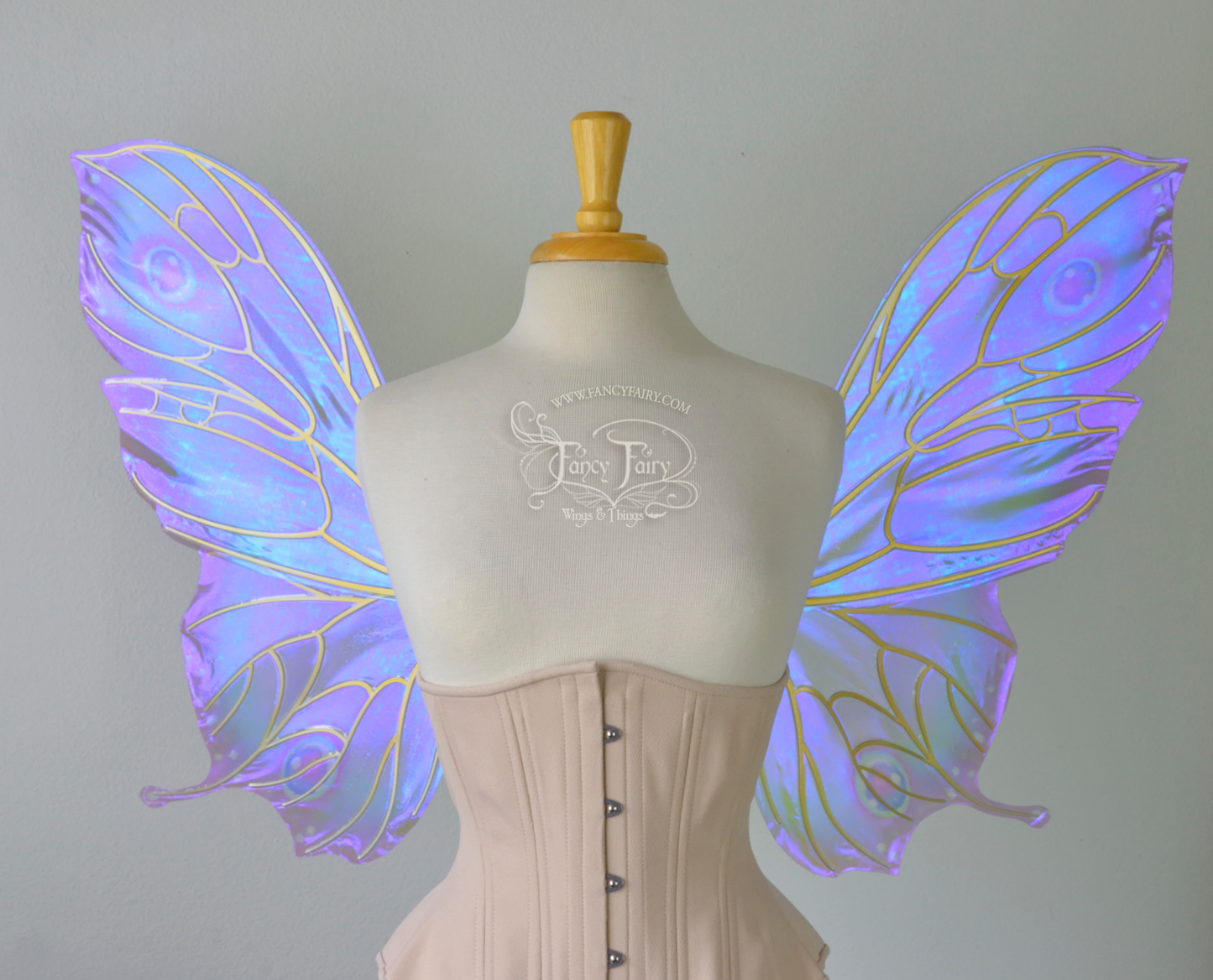 Pansy "Ultraviolet Rainbow Moth" Iridescent Convertible Fairy Wings with Candy Coat gold veins