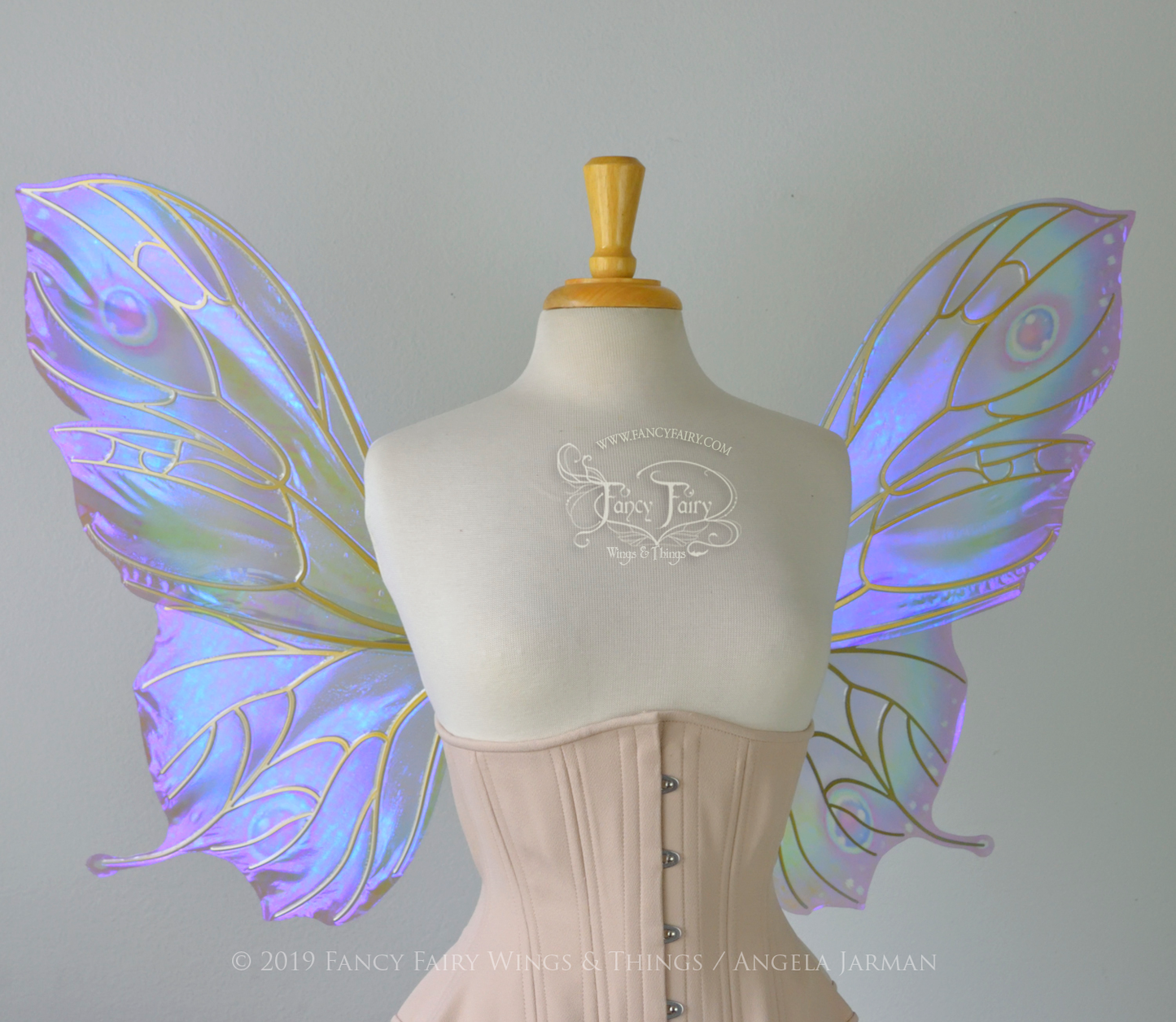 Pansy "Ultraviolet Rainbow Moth" Iridescent Convertible Fairy Wings with Candy Coat gold veins