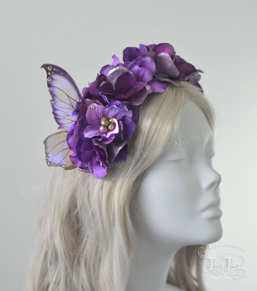 Purple Flower Fairy Headdress with Clarion wings