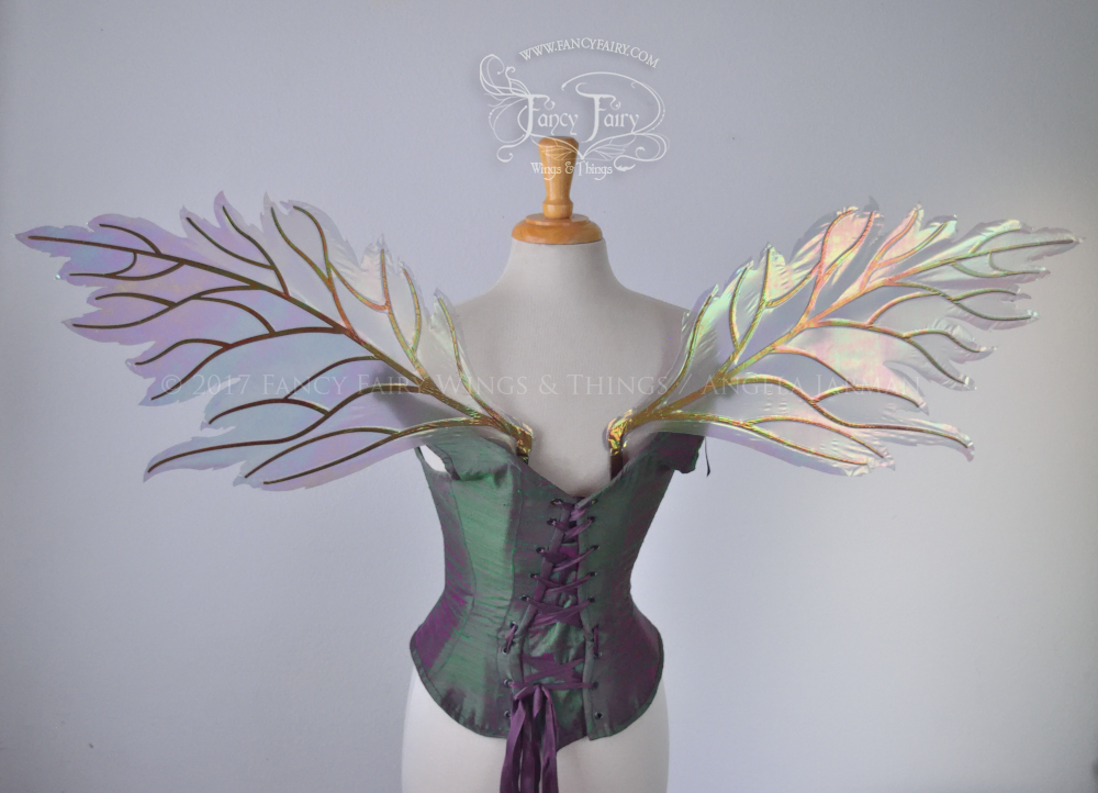 Rowan Iridescent Fairy Wings in Patina Green with Copper veins