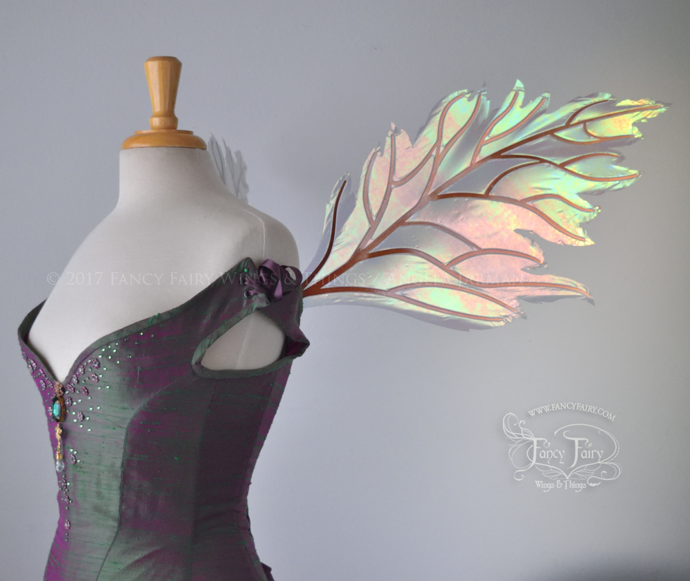 Rowan Iridescent Fairy Wings in Patina Green with Copper veins