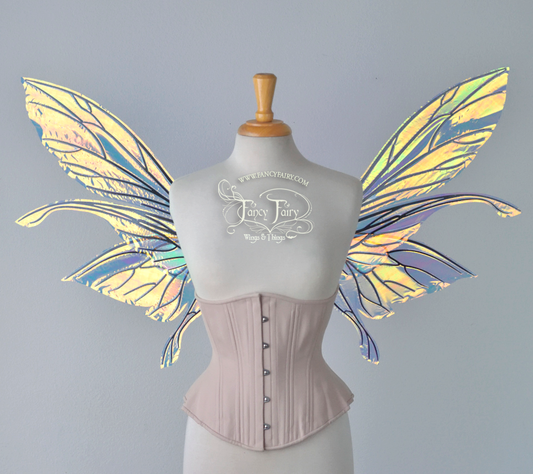 Salome Iridescent Fairy Wings in Clear Diamond Fire with Black Veins