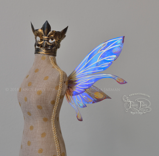 Salome 5 inch Doll & Accessory Fairy Wings in Blue & Gold with Brass Veins