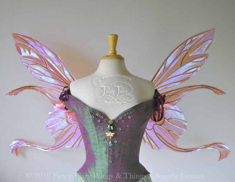 Salome Guinevere Hybrid Iridescent Fairy Wings in Berry with Copper Veins