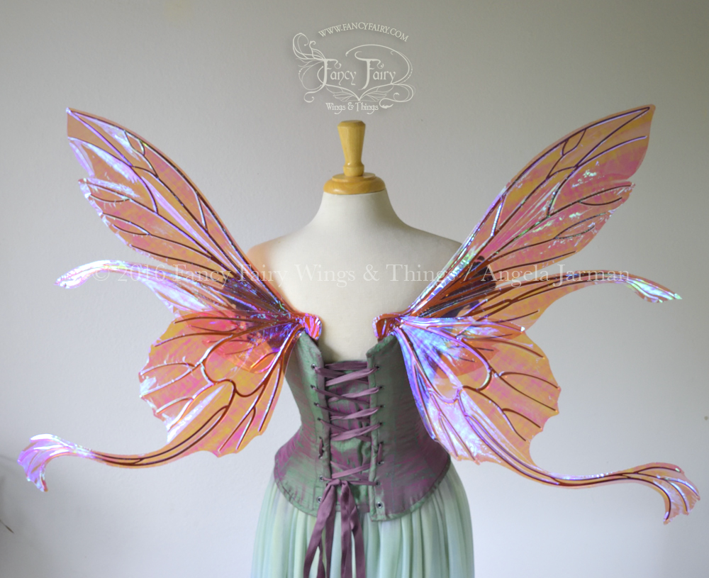 Salome Guinevere Hybrid Iridescent Fairy Wings in Berry with Copper Veins