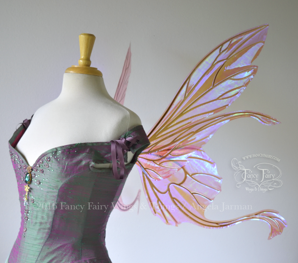 Salome Guinevere Hybrid Iridescent Fairy Wings in Berry with Copper Veins