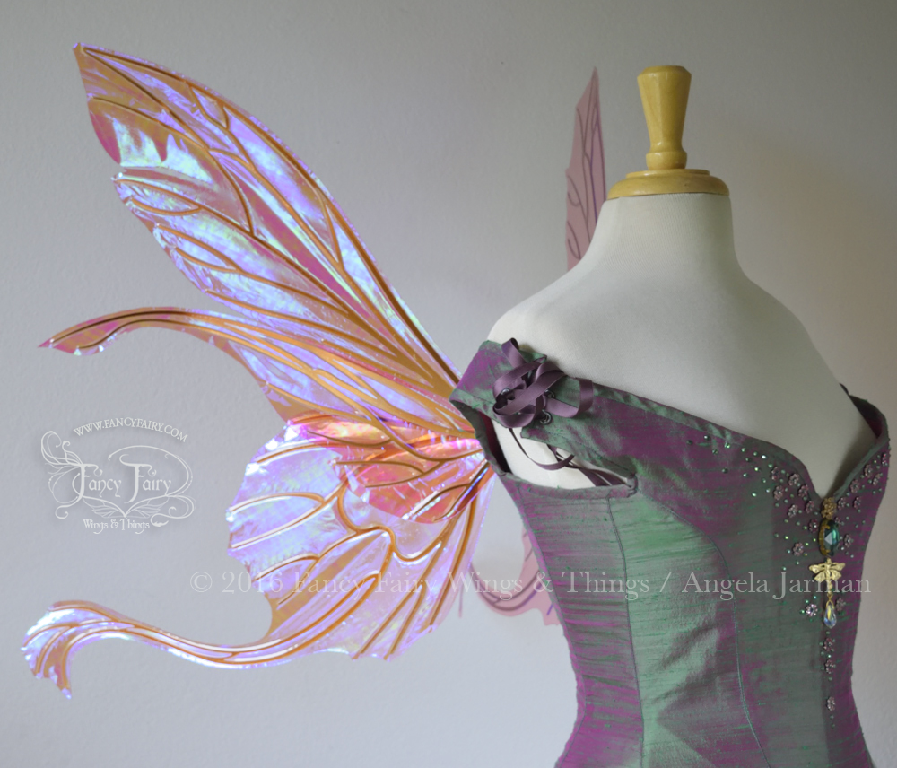 Salome Guinevere Hybrid Iridescent Fairy Wings in Berry with Copper Veins