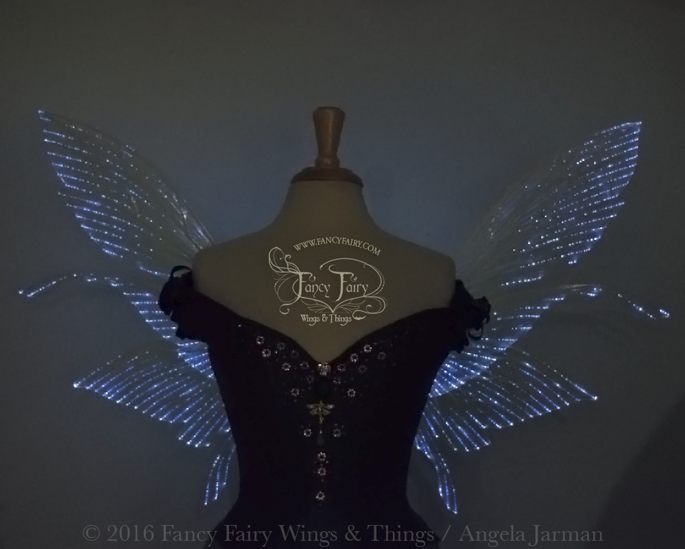 Salome Light Up Iridescent Fairy Wings in Ultraviolet with Pearl Veins & White Lights